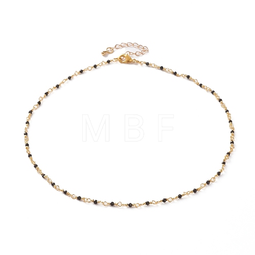 Faceted Round Natural Spinel Beaded Necklaces NJEW-JN03215-01-1