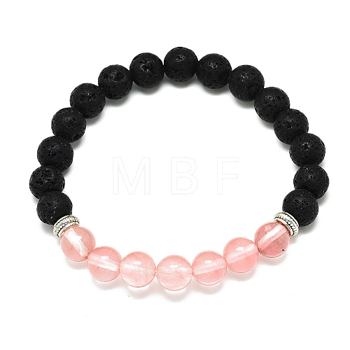 Cherry Quartz Glass Beads Stretch Bracelets BJEW-R309-02-A15-1