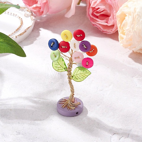 Resin Button Tree of Life Decorations AJEW-JF03414-02-1