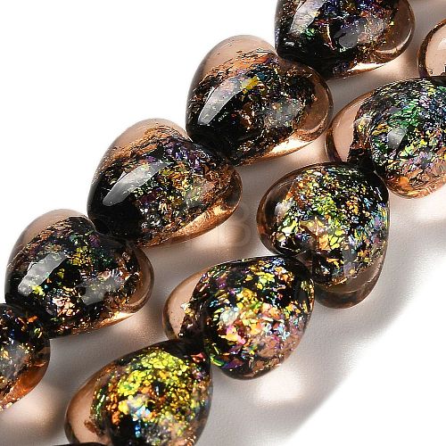 Handmade Dichroic Foil Glass Beads Strands DICH-U001-03B-1