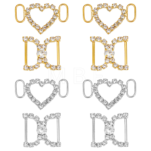 8Pcs 4 Style Brass Crystal Rhinestone Shoe Decoration FIND-HY0003-22-1