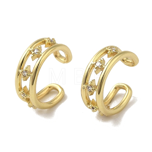 Rack Plating Brass Micro Pave Cubic Zirconia Cuff Earrings EJEW-R162-48G-1