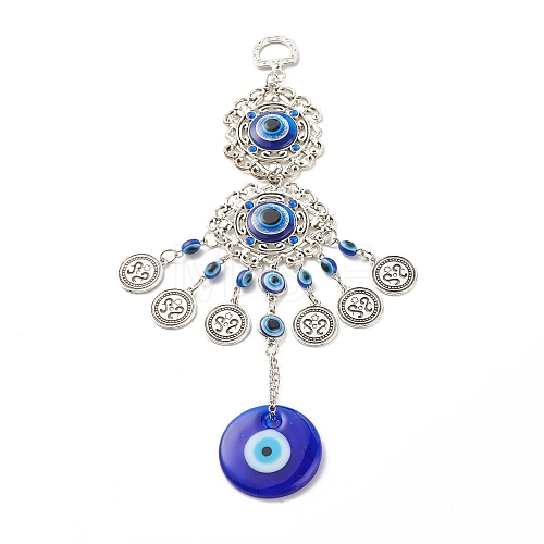 Glass Turkish Blue Evil Eye Pendant Decoration HJEW-I008-01AS-1