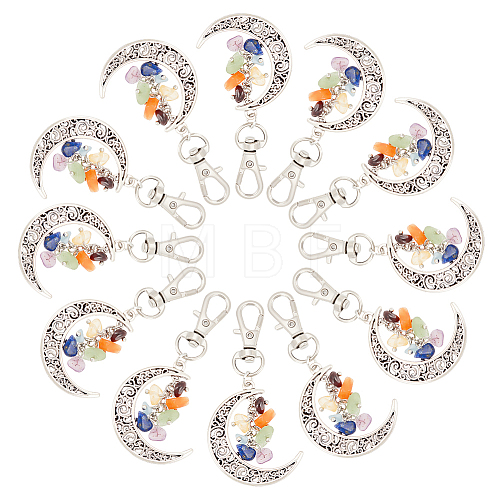 20Pcs Chakra Theme Natural Gemstone Pendant Decorations HJEW-AR0001-08-1