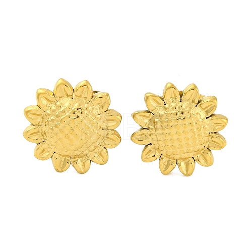 Ion Plating(IP)  304 Stainless Steel Sunflower Stud Earrings EJEW-D281-20G-1