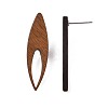Walnut Wood Horse Eye Stud Earrings with 304 Stainless Steel Pin for Women EJEW-N017-009-4