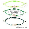 3Pcs Dyed Synthetic White Turquoise & Brass Beaded Braided Bead Bracelets QB7029-15-2