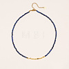 Faceted Round Natural Lapis Lazuli and Brass Beaded Necklaces WG14B70-01-2