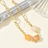 Natural Yellow Aventurine Faceted Flat Round Beaded Brass Paperclip Chain Bracelets GG-CBA37F5-02G-07-3