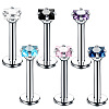 Square 304 Stainless Steel Cubic Zirconia 15 Gauge Threadless Labrets for Women Men FS-WG03966-04-1