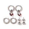 3 Pairs 3 Styles Christmas 304 Stainless Steel Hoop & Studs Earrings Set for Women EJEW-K279-12A-P-2