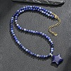 Bohemian Natural Lapis Lazuli Star Pendant 4MM Round Dyed Synthetic Turquoise Beaded Necklaces FI0922-2-1