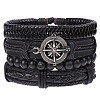 4Pcs Retro Cattlehide Leather Cord Multi-strand Bracelets for Men WGE7990-21-1