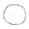 Natural Green Aventurine & Rose Quartz & Howlite & White Jade & Yellow Aventurine & Synthetic Blue Lace Agate & Brass Beads Stretch Bracelets for Women BJEW-JB13334-02-2