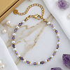 Natural Amethyst & Imitation Pearl Beaded Bracelets for Women UB9347-3