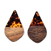 Transparent Resin and Walnut Wood Pendants RESI-T057-06D-2