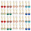 20 Pairs 10 Colors Glass Rhombus Dangle Leberback Earrings EJEW-AR0001-07-1