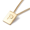 Titanium Steel Initial Letter Rectangle Pendant Necklace for Men Women NJEW-E090-01G-16-1