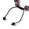 10mm Round Natural Rhodonite Braided Bead Bracelets BJEW-C067-01C-13-4