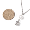 Alloy Rose Flower and Round Shell Pearl Pendant 304 Stainless Steel Cable Chain Necklaces for Women NJEW-JN05759-02-3