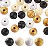 160 Pcs 4 Colors Bee Honey Color Painted Natural Wood Round Beads WOOD-LS0001-01O-1