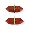 Natural Red Jasper Double Terminal Pointed Pendants G-N345-09C-1