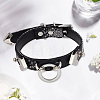 Snakeskin Print PU Leather Choker Necklaces with Alloy Rings for Women NJEW-WH20007-08-7