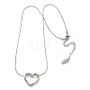 201 Stainless Steel Hollow Heart Pendant Snake Chain Necklaces for Women NJEW-B124-02P-5