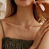 304 Stainless Steel Initial Pendant with Brass Box Chain Necklaces for Women FS-WG8229D-13-2