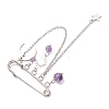 Amethyst & Brass & 304 Stainless Steel Pendant Brooches JEWB-TA00025-3