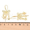 Cross with Bird & Starfish Brass Clear Cubic Zirconia Dangle Earrings EJEW-H182-01G-5