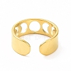 Ion Plating(IP) 304 Stainless Steel Hollow Out Moon Phase Open Cuff Ring for Women RJEW-C053-04G-3