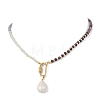 Natural Baroque Keshi Pearl Nuggets Pendant Dyed Natural Malaysia Jade Faceted Rondelle Beaded Necklaces for Women NJEW-JN06019-4