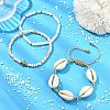 3Pcs 3 Styles Natural Mixed Cowrie Shell Beads Adjustable Bracelets BJEW-JB13915-1