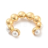 Brass Ring Cuff Earrings with Plastic Pearl Beaded EJEW-M232-03G-3