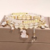 2Pcs 2 Styles Plastic & Glass Beaded Stretch Bracelets FS-WGE3E77-06-1