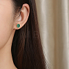 Natural Malachite Hexagon Stud Earrings HM7952-4