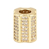 Column Brass Clear Cubic Zirconia European Beads KK-D258-19G-1