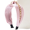 Imitation Pearls Chain Decor Pleated Cloth Headbands PW-WGBFABE-04-1