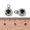 Square Brass Micro Pave Cubic Zirconia Charms KK-B102-09P-3