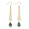 Shell Pearl & Abalone Shell/Paua Shell Dangle Earrings for Women EJEW-JE07328-01-3