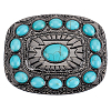 1Pc Rectangle Alloy & Synthetic Turquoise Buckles FIND-CL0002-38B-1