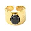 Natural Carnelian/Black Agate/Tiger Eye/Lapis Lazuli/Moss Agate Cuff Open Rings RJEW-JR01079-02-5