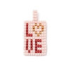 Beaded Rectangle with Word Love Charms PALLOY-MZ01086-03-1