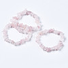 Unisex Chip Natural Rose Quartz Beaded Stretch Bracelets BJEW-S143-09-1