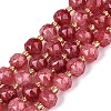 Ombre Effect Dyed Transparent Crackle Glass Beads Strands GLAA-Q111-8MM-05-2