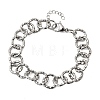 Textured 304 Stainless Steel Rolo Chain Bracelets for Women BJEW-A157-01P-4