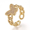 Brass Micro Pave Clear Cubic Zirconia Cuff Rings RJEW-Z003-09G-2