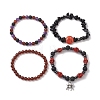 4Pcs Halloween Skull Pumpkin Gemstone Beaded Stretch Bracelets Kit BJEW-TA00483-4