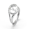 Adjustable Rhodium Plated 925 Sterling Silver Finger Ring Components STER-L055-022P-2
